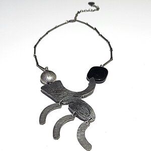 Sylvie Germain black & pewter Modernist necklace